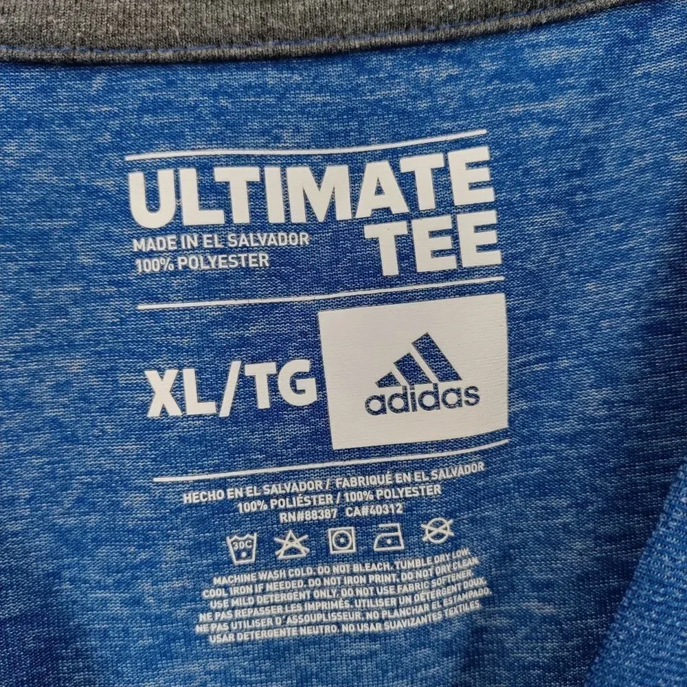 Adidas Ultimate Tee Crewneck Lightweight Short Sleeve T-Shirt Top XL Men Blue